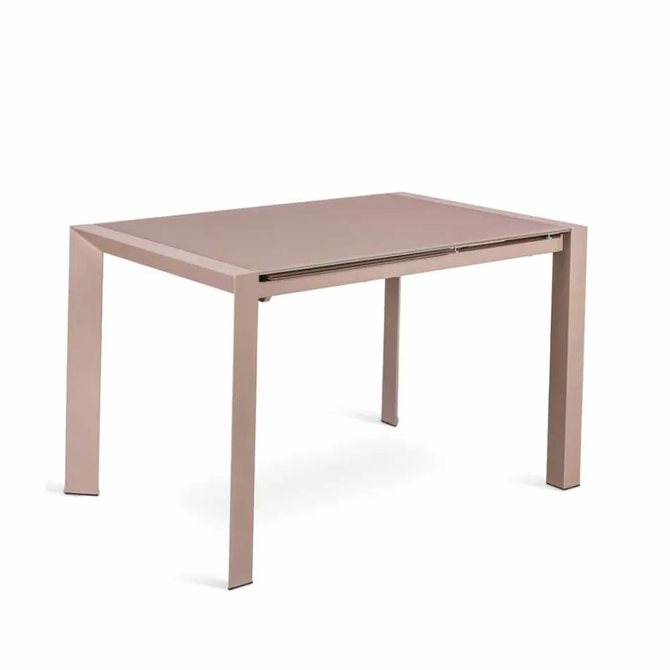 mesa de jantar mesa de vidro e metal Oddo Viadurini