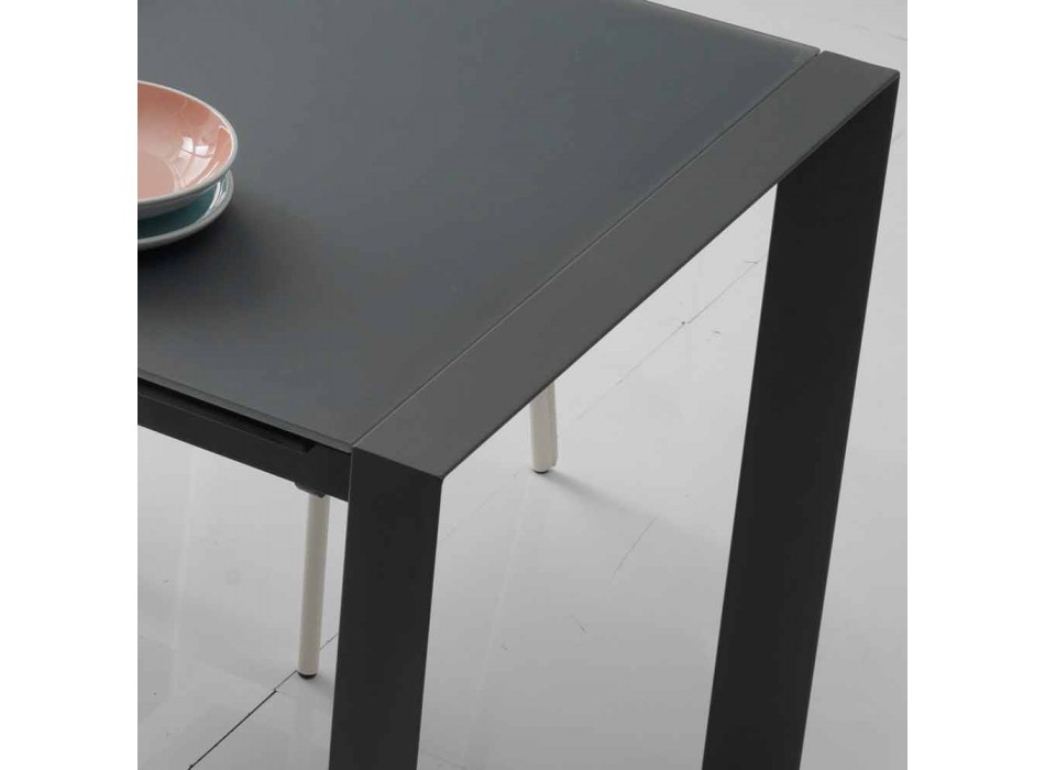 mesa de jantar mesa de vidro e metal Oddo Viadurini