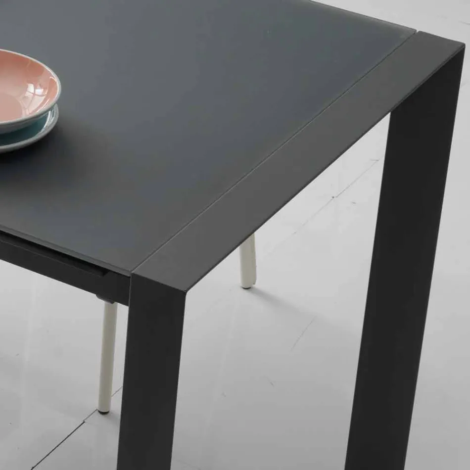 mesa de jantar mesa de vidro e metal Oddo Viadurini
