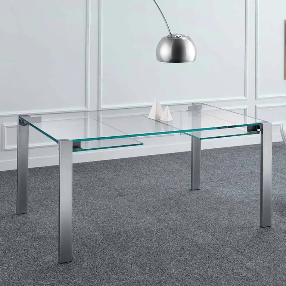 Mesa de jantar extensível em vidro e metal extraleve fabricada na Itália - Sopot Viadurini