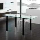 Mesa de jantar extensível em vidro extra-transparente e metal, fabricada na Itália – Sopot  Viadurini