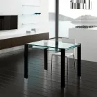 Mesa de jantar extensível em vidro extra-transparente e metal, fabricada na Itália – Sopot  Viadurini