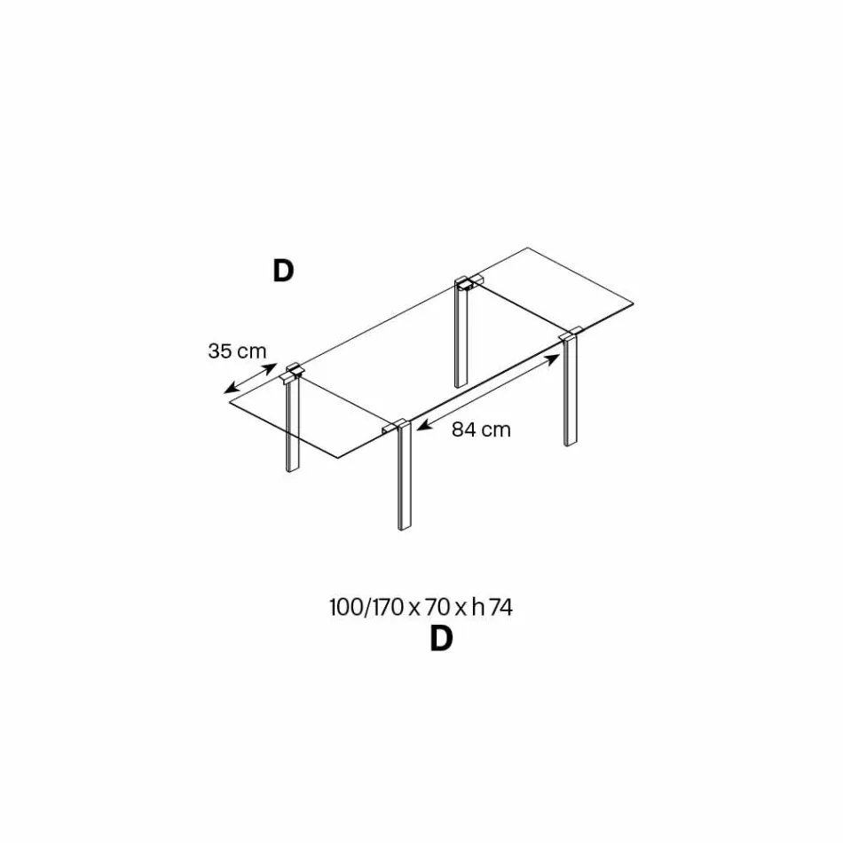 Mesa de jantar extensível em vidro e metal extraleve fabricada na Itália - Sopot Viadurini