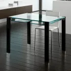 Mesa de jantar extensível em vidro extra-transparente e metal, fabricada na Itália – Sopot  Viadurini