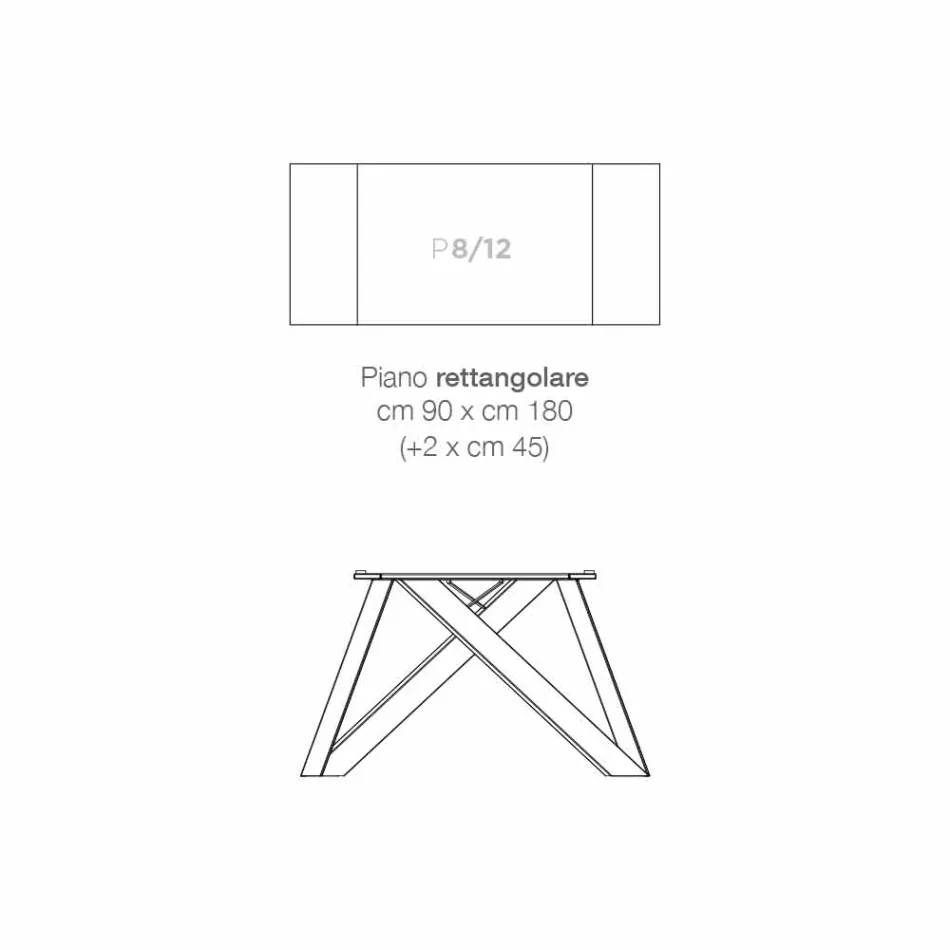 Mesa de jantar extensível de vidro cerâmico feita na Itália, Wilmer Viadurini