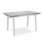 Mesa de jantar moderna extensível em vidro, L140 / 200x P80 cm, Nardo Viadurini