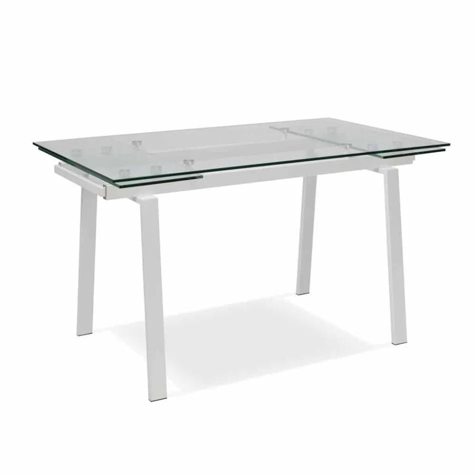 Mesa de jantar moderna extensível em vidro, L140 / 200x P80 cm, Nardo Viadurini