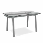 Mesa de jantar moderna extensível em vidro, L140 / 200x P80 cm, Nardo Viadurini