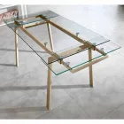 Mesa de jantar moderna extensível em vidro, L140 / 200x P80 cm, Nardo Viadurini