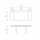 Mesa de jantar moderna extensível em vidro, L140 / 200x P80 cm, Nardo Viadurini