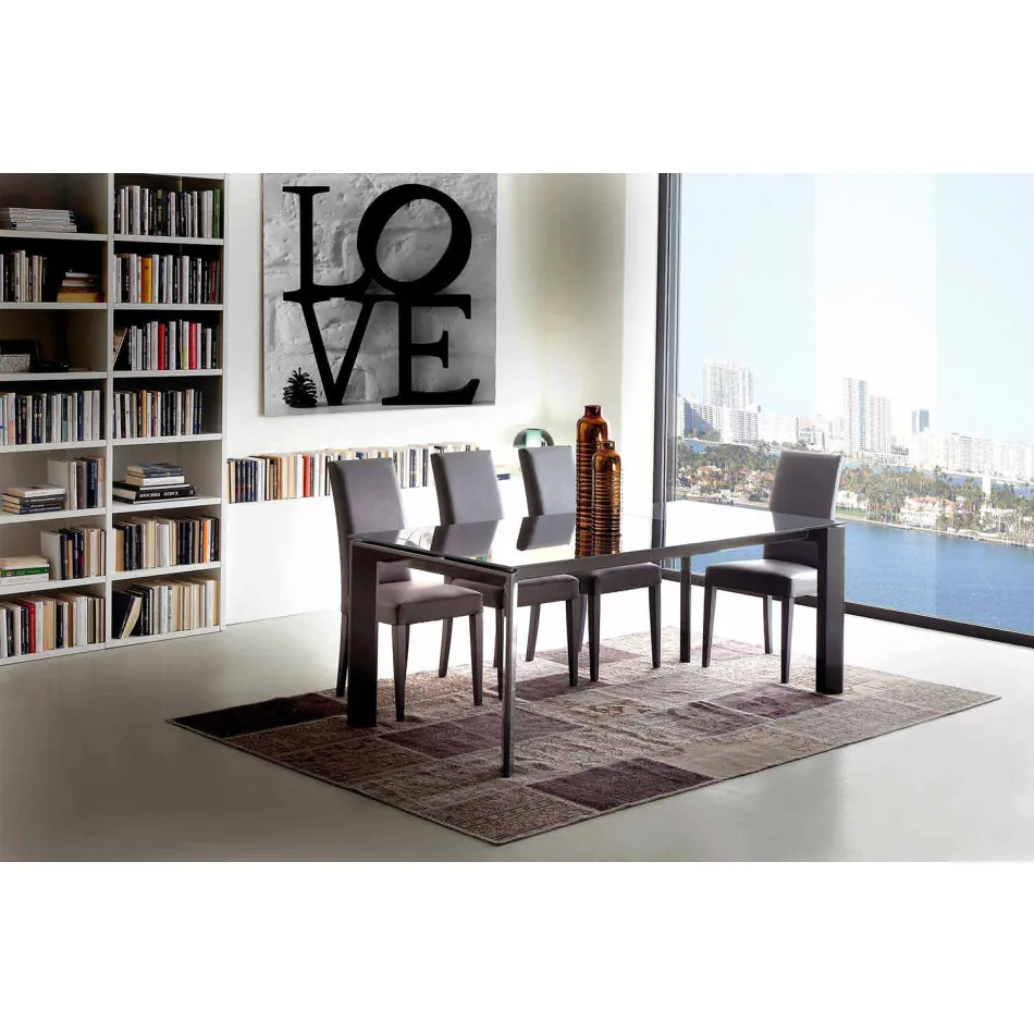 Mesa de jantar extensível, tampo de vidro temperado - Faleria Viadurini