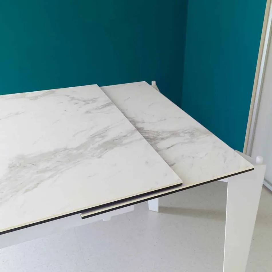 Mesa de jantar extensível em vitrocerâmica, 120 / 170xP80 cm, Bino Viadurini