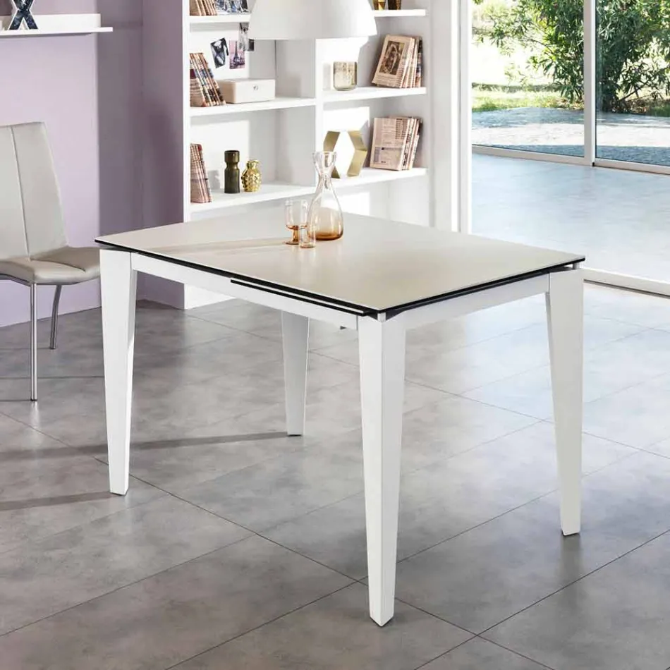 Mesa de jantar extensível em vitrocerâmica, 120 / 170xP80 cm, Bino Viadurini