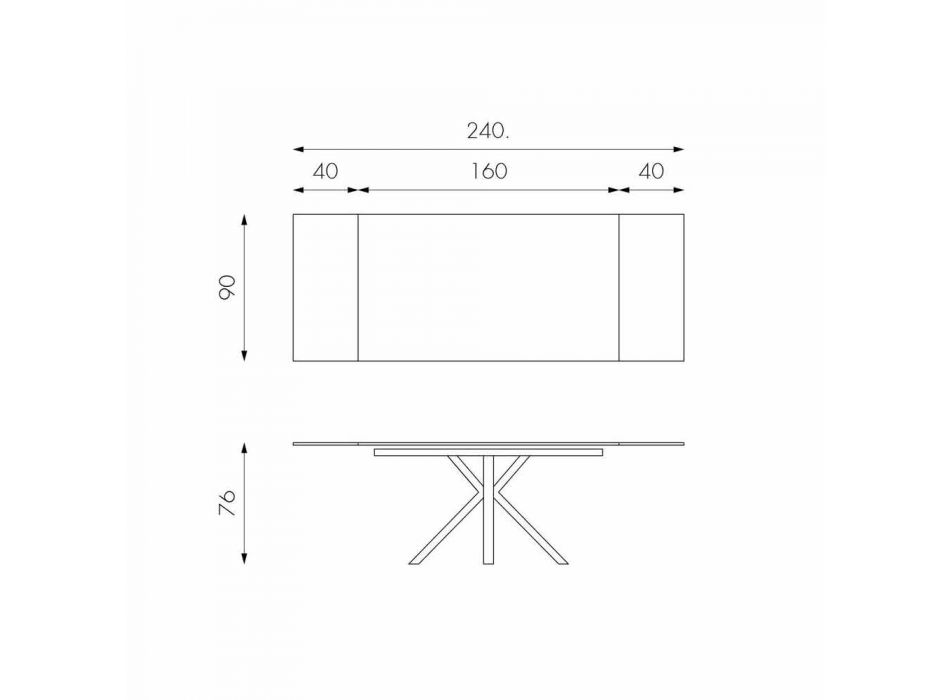 Mesa de jantar extensível em vitrocerâmica, l.160 / 240xp.90 cm, Bacco Viadurini