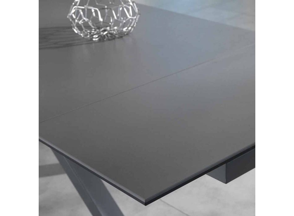 Mesa de jantar extensível em vitrocerâmica, l.160 / 240xp.90 cm, Bacco Viadurini