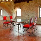 Mesa de jantar artesanal com tampo de vidro Made in Italy - Principe Viadurini