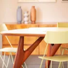 Mesa de Jantar Artesanal em Hpl e Mogno Sólido Made in Italy - Carvalho Viadurini