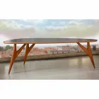 Mesa de Jantar Artesanal em Hpl e Mogno Sólido Made in Italy - Carvalho Viadurini