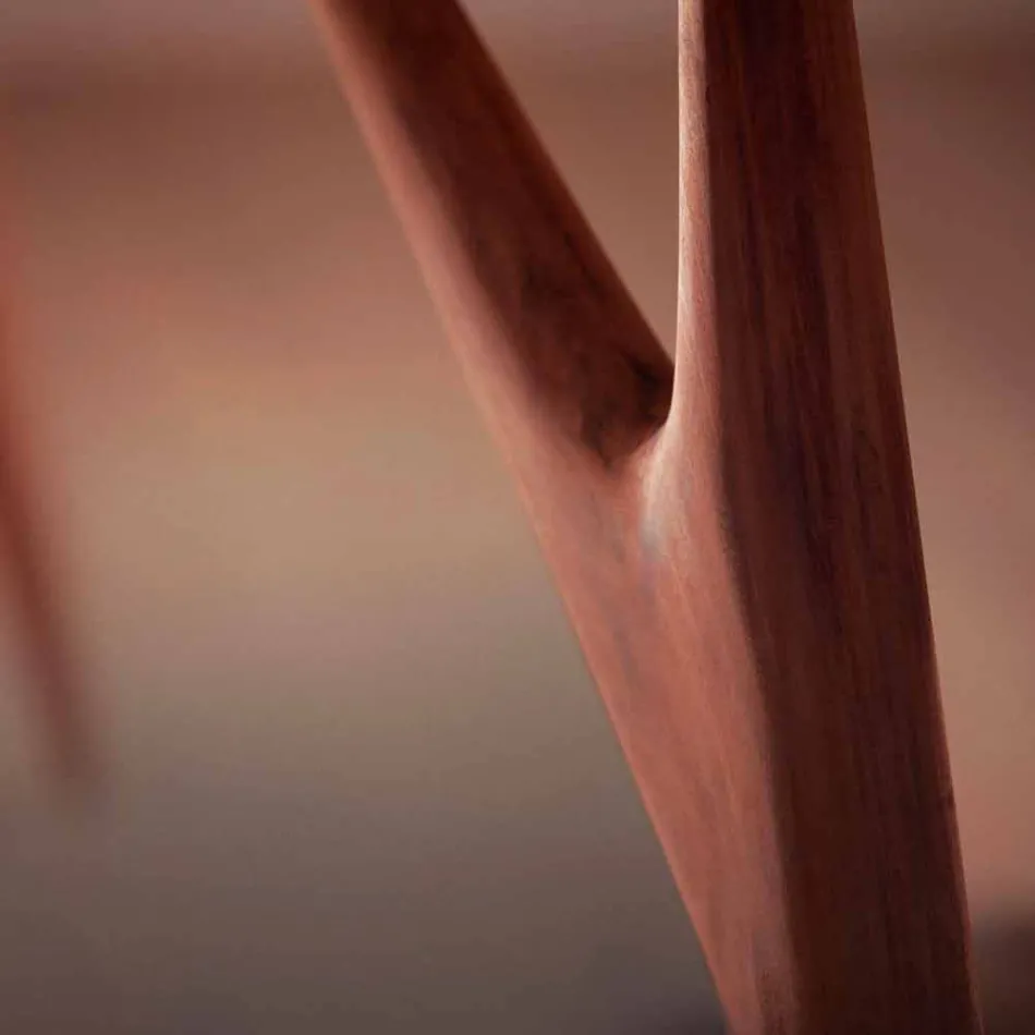 Mesa de Jantar Artesanal em Hpl e Mogno Sólido Made in Italy - Carvalho Viadurini