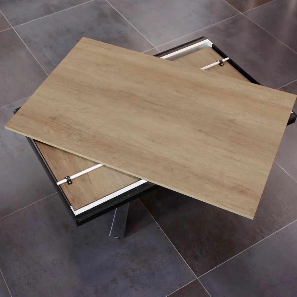 Mesa de Jantar que Estende e Alarga em Melamina e Metal - Devendra Viadurini