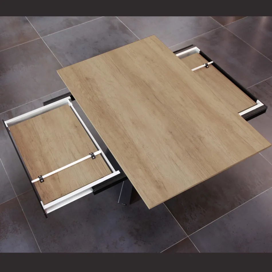 Mesa de Jantar que Estende e Alarga em Melamina e Metal - Devendra Viadurini