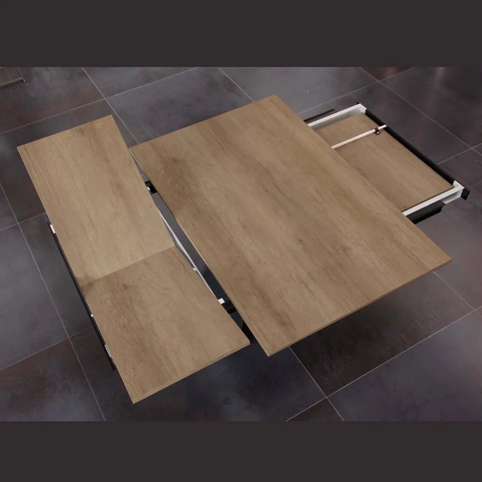 Mesa de Jantar que Estende e Alarga em Melamina e Metal - Devendra Viadurini