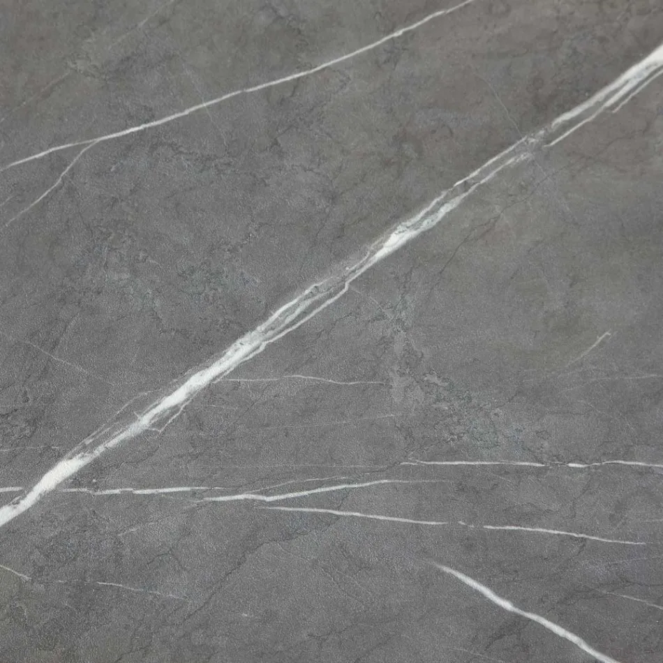 Mesa de Jantar que Estende e Alarga em Melamina e Metal - Devendra Viadurini