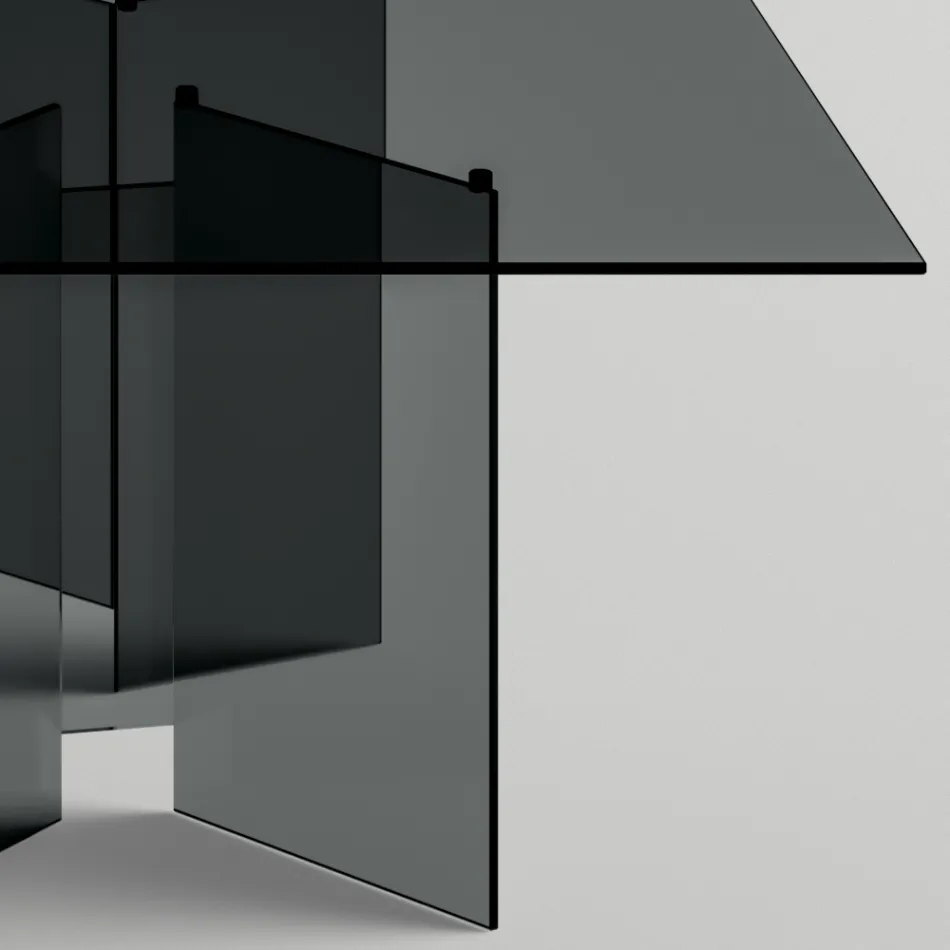 Mesa de Jantar com Base e Tampo de Vidro Retangular Made in Italy - Thommy Viadurini