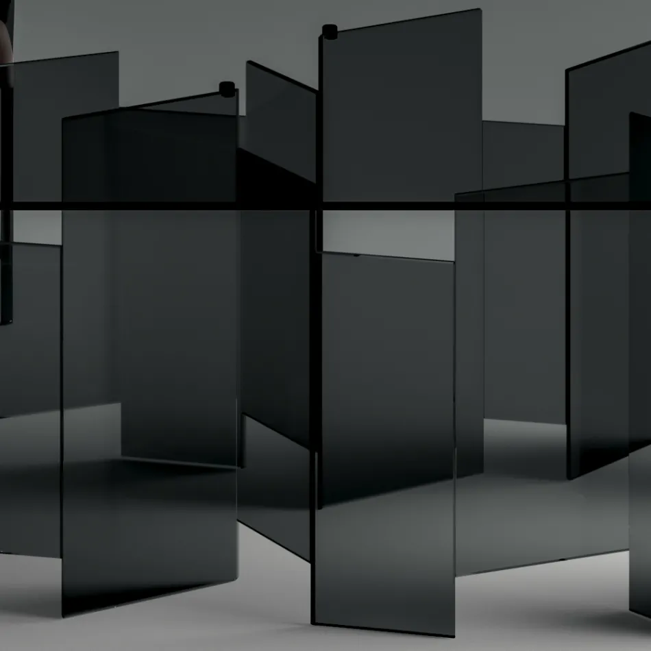 Mesa de Jantar com Base e Tampo de Vidro Retangular Made in Italy - Thommy Viadurini