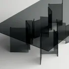 Mesa de Jantar com Base e Tampo de Vidro Retangular Made in Italy - Thommy Viadurini