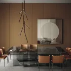 Mesa de Jantar com Base e Tampo de Vidro Retangular Made in Italy - Thommy Viadurini