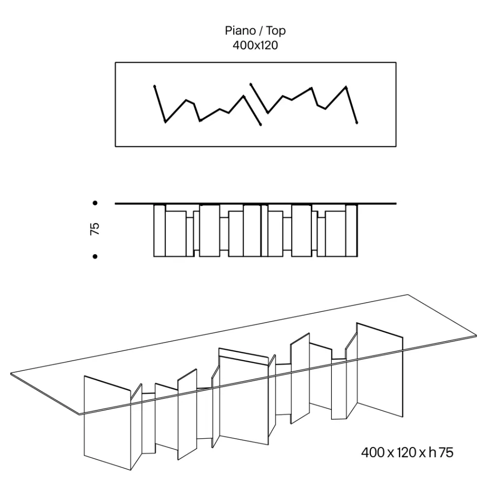 Mesa de Jantar com Base e Tampo de Vidro Retangular Made in Italy - Thommy Viadurini
