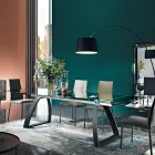 Mesa de Jantar com Tampo de Vidro Extensível Fabricado na Itália - Antimo Viadurini