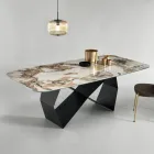 Mesa de Jantar com Tampo Cerâmico Efeito Mármore Made in Italy - Mirco Viadurini