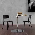 Mesa de Jantar com Tampo em Cristal e Base Cromada Made in Italy - Tallio Viadurini