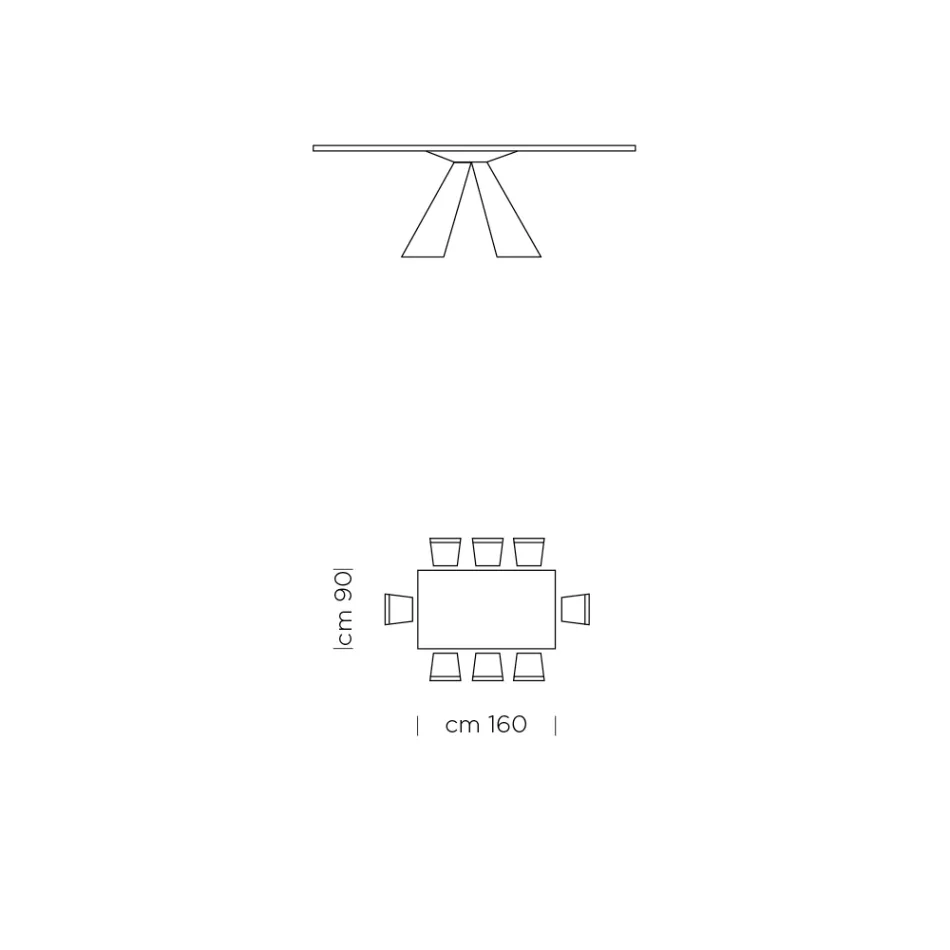 Mesa de Jantar com Tampo Fenix e Base de Aço Fabricado na Itália - Dálmata Viadurini