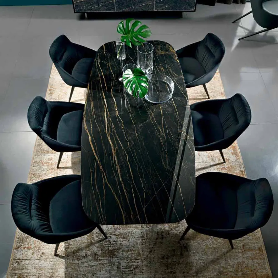 Mesa de Jantar com Tampo em Fine Made in Italy Hypermarble - Settimmio Viadurini