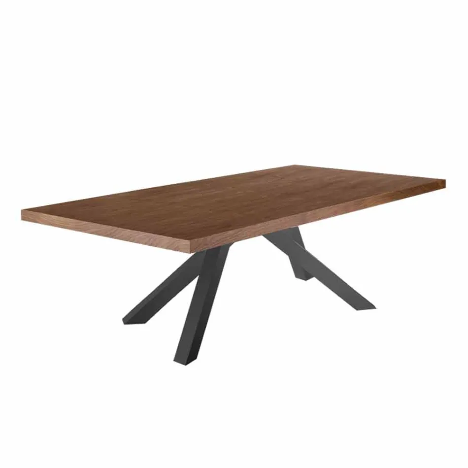 Mesa de Jantar com Tampo de Madeira Folheada Made in Italy - Settimmio Viadurini