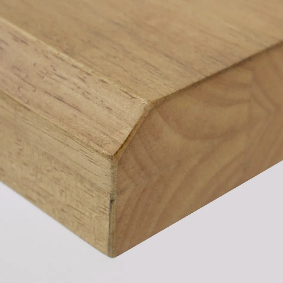 Mesa de Jantar com Tampo em Madeira Maciça Real e Base em Metal - Ibisco Viadurini