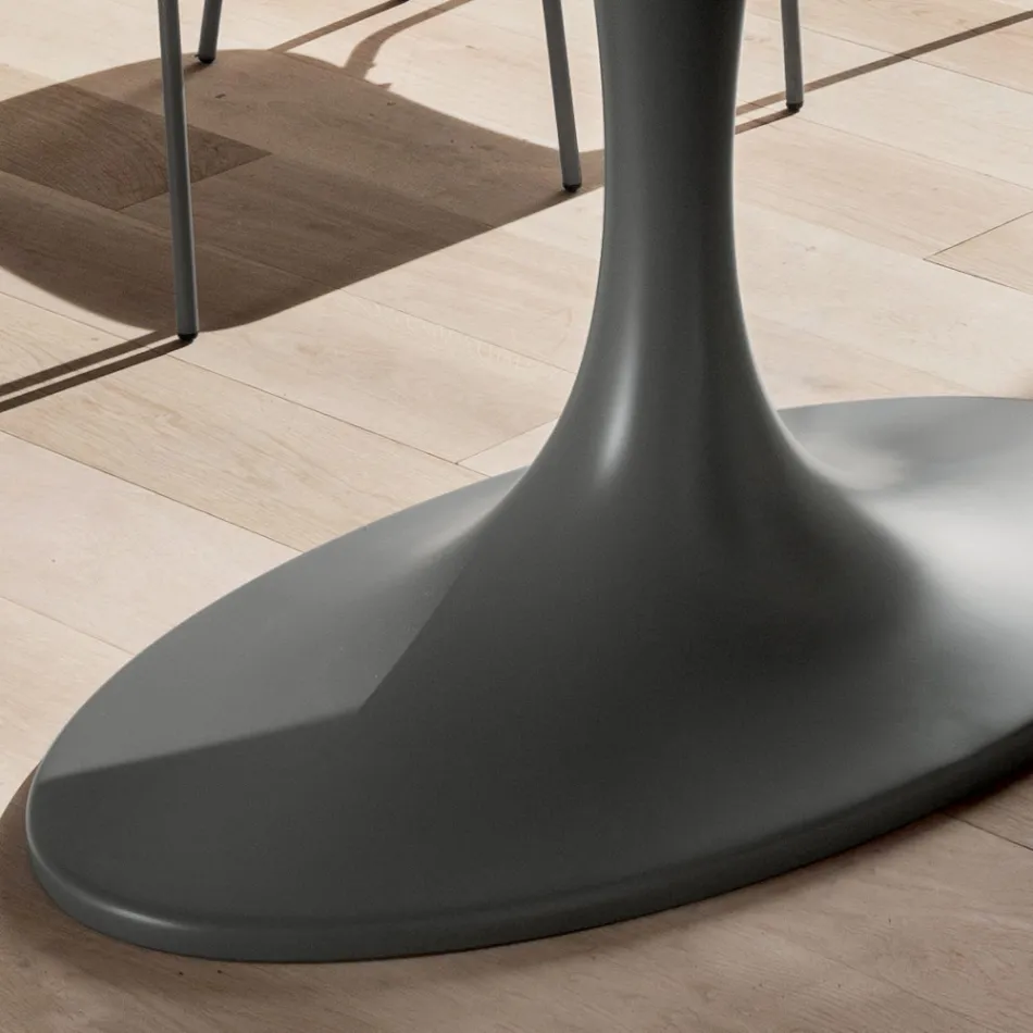 Mesa de jantar de qualidade com tampo de vidro lacado Made in Italy - Brontolo Viadurini