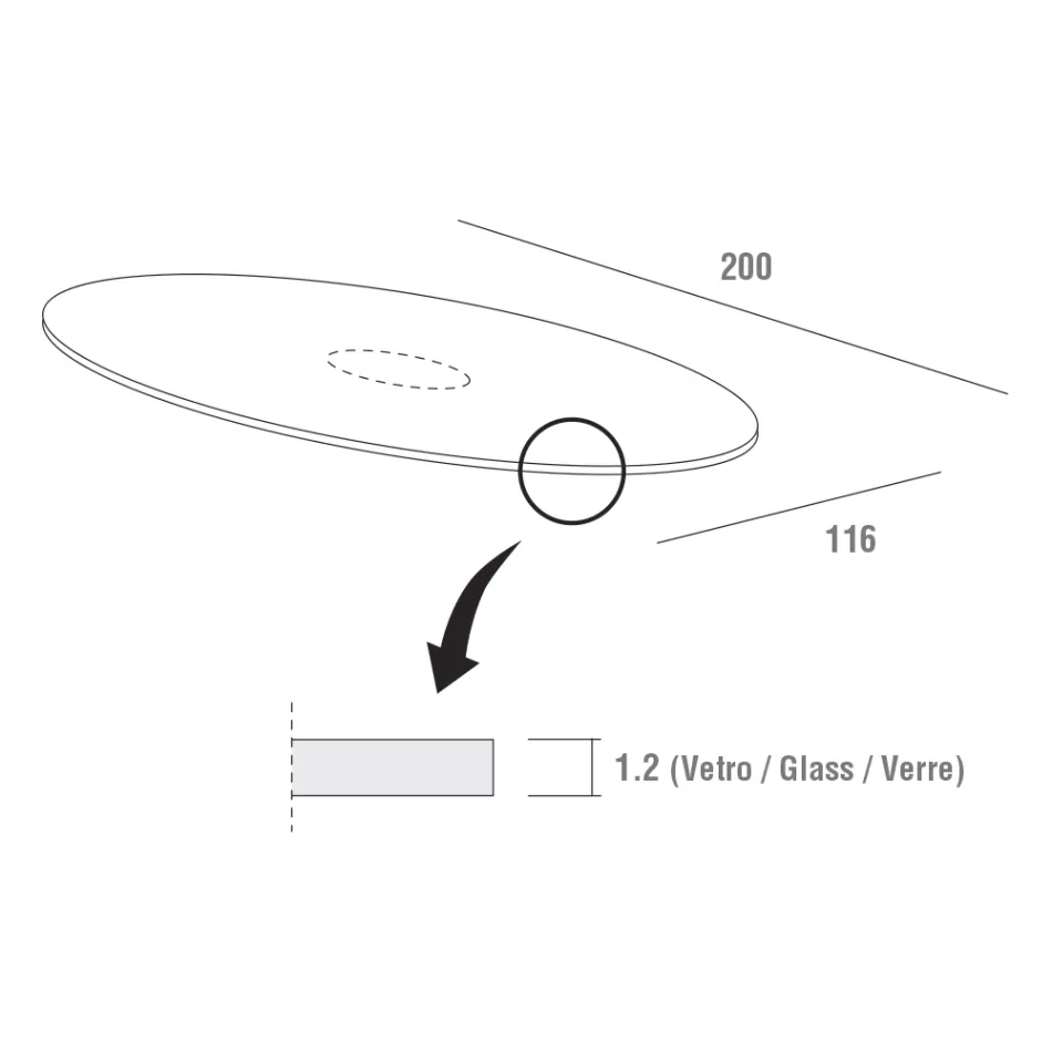 Mesa de jantar de qualidade com tampo de vidro lacado Made in Italy - Brontolo Viadurini