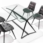 Mesa de jantar com tampo em vidro temperado transparente - Thor Viadurini