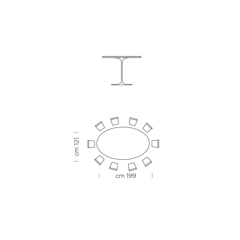 Mesa de Jantar com Tampo Folheado Oval Fabricado na Itália - Dólares Viadurini