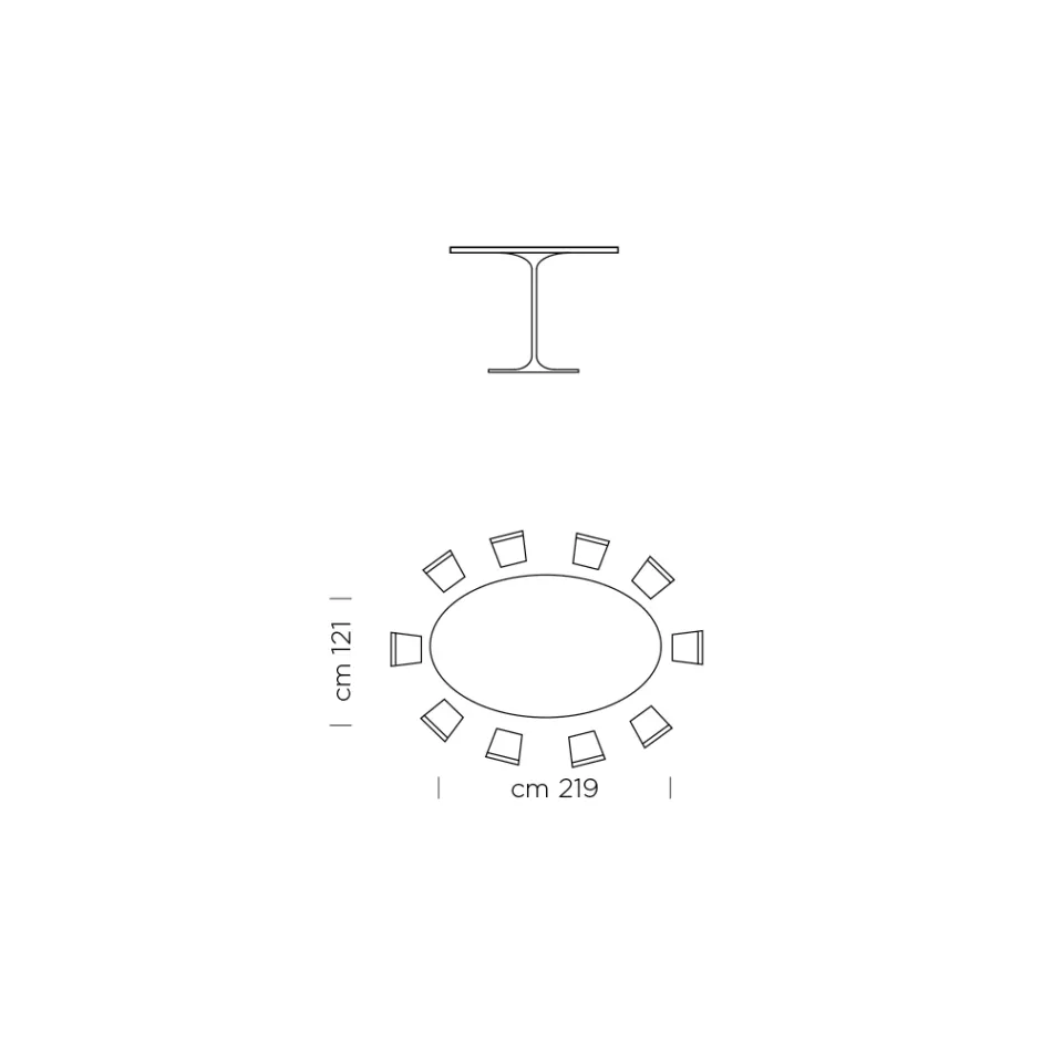 Mesa de Jantar com Tampo Folheado Oval Fabricado na Itália - Dólares Viadurini