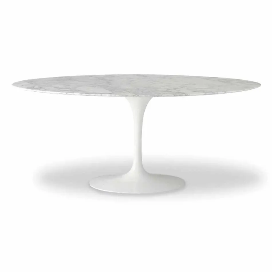 Mesa de Jantar com Tampo Oval em Mármore Made in Italy - Excelente Viadurini