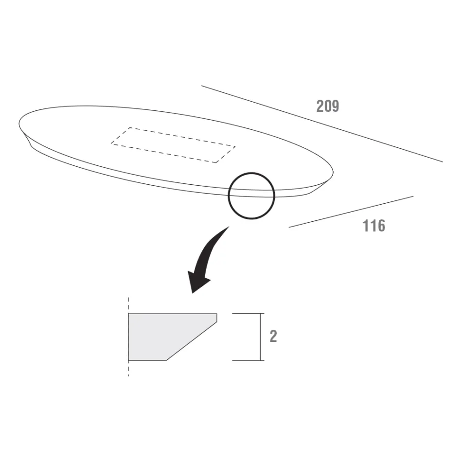 Mesa de Jantar com Tampo Oval em Contraplacado Made in Italy - Brontolo Viadurini