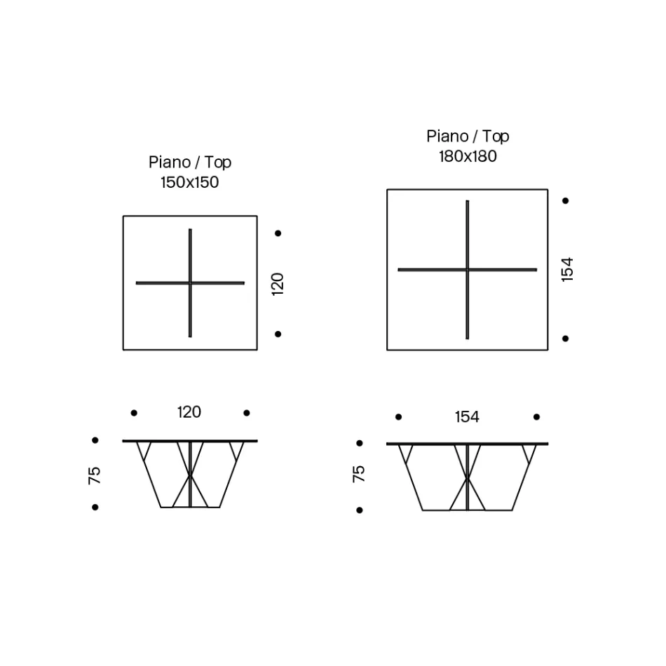 Mesa de Jantar com Tampo Quadrado e Base de Vidro Made in Italy - Tiseo Viadurini