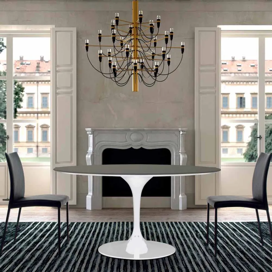 Mesa de Jantar com Tampo Redondo em Fenix de Alta Qualidade Fabricado na Itália - Dólares Viadurini