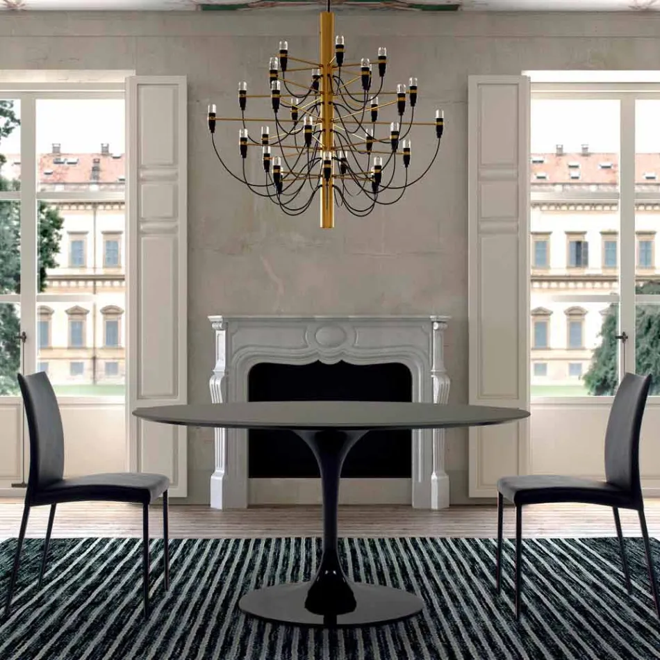 Mesa de Jantar com Tampo Redondo em Fenix de Alta Qualidade Fabricado na Itália - Dólares Viadurini