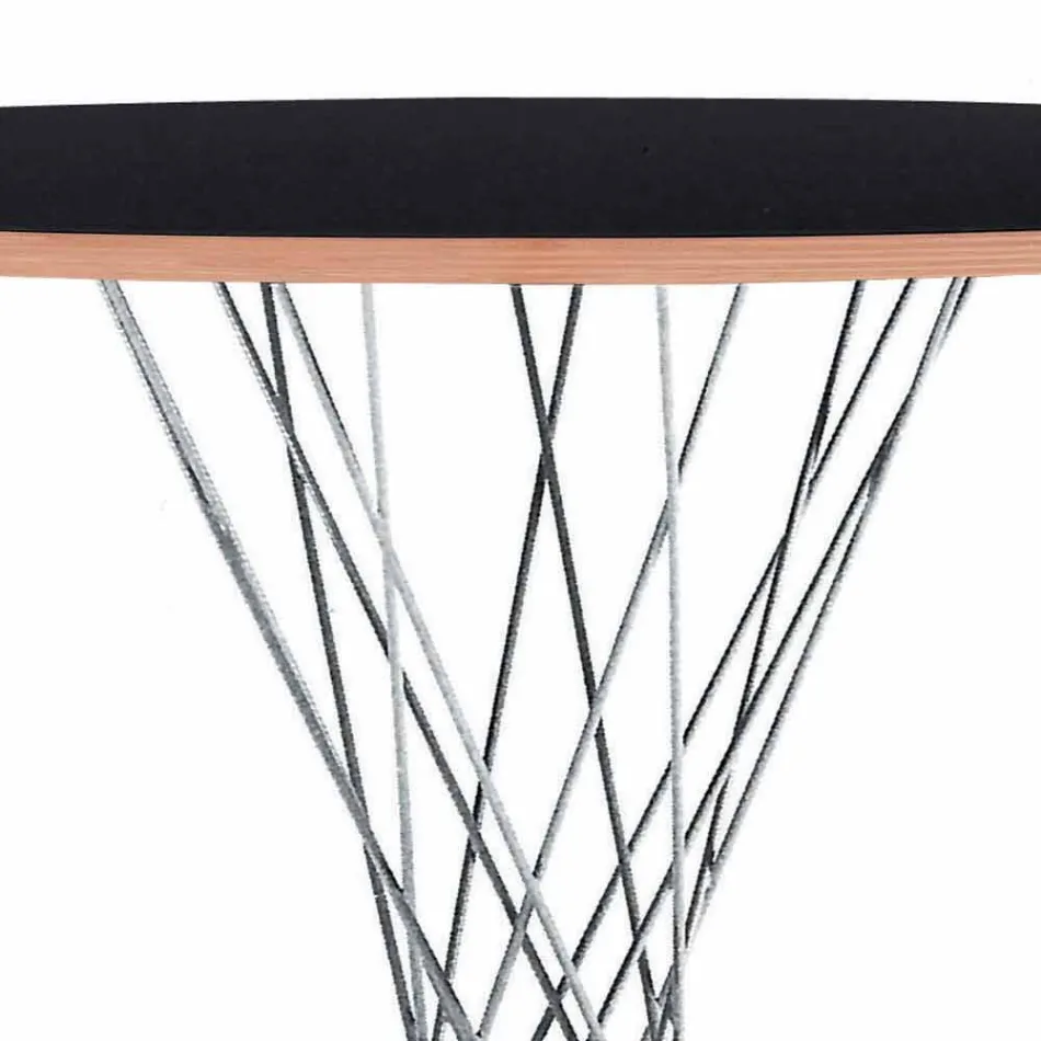 Mesa de Jantar com Tampo Redondo em Laminado Preto Made in Italy - Plaza Viadurini